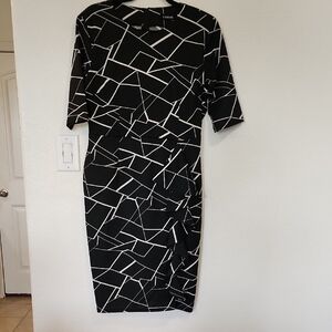 Chic Black and White Geometric Dress